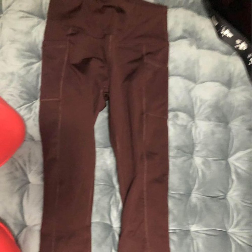 Black & Maroon Fleece Lined Leggings